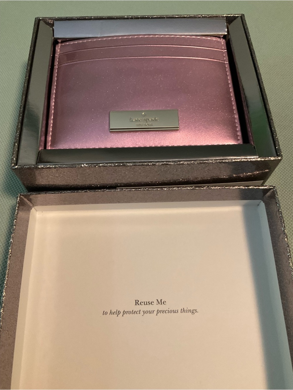 Kate Spade Metallic Pink Skim Card Holder New in Box